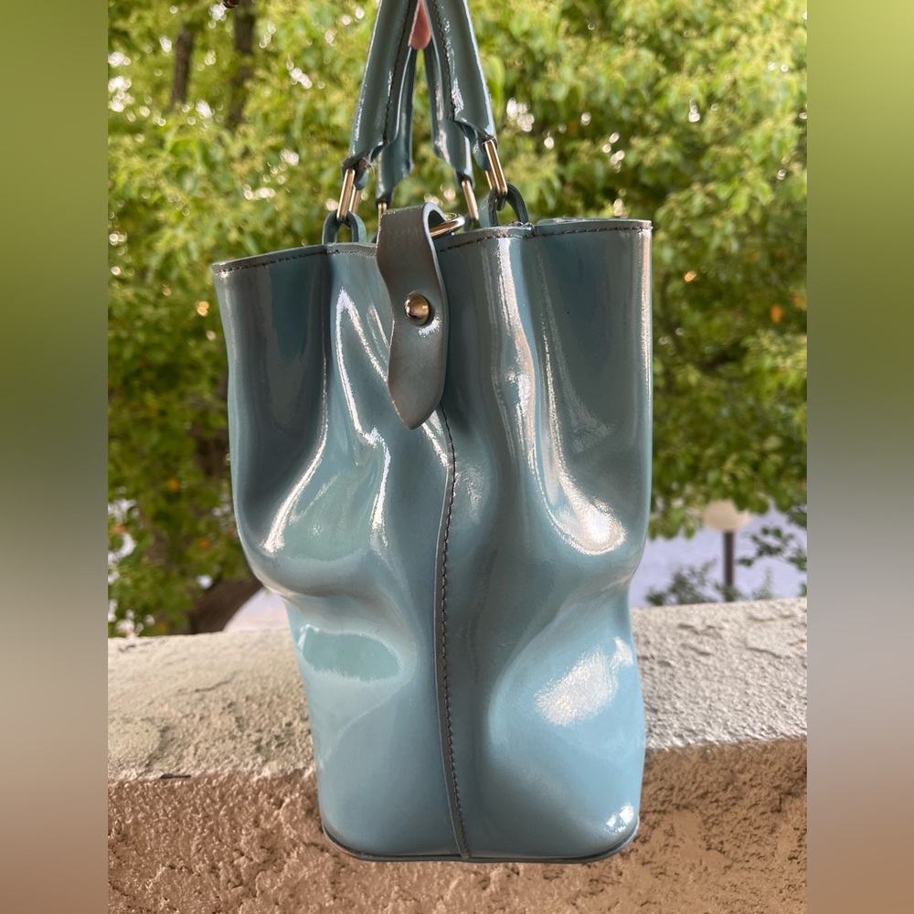 Dooney and Bourke Sky Blue Patent Leather Bucket bag - Picture 5 of 12